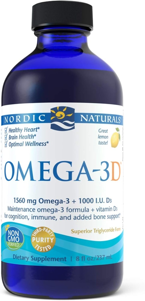 Σκανδιναβικά φυσικά Omega-3D υγρό, 8-Ounce, 0,88 φιάλη