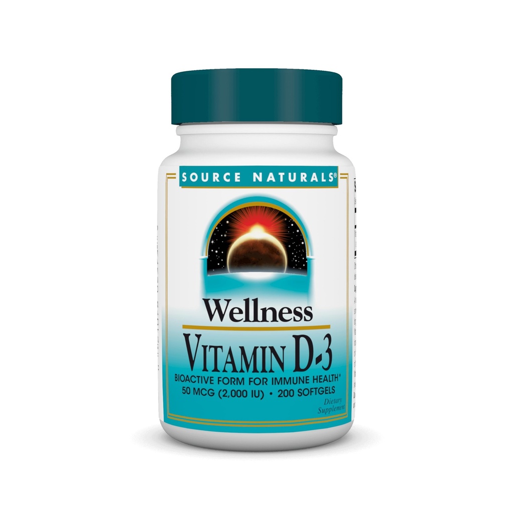 Source Naturals Wellness Vitamin D-3 2000 eu Bioactive Form for Immune Health* - 200 Softgels