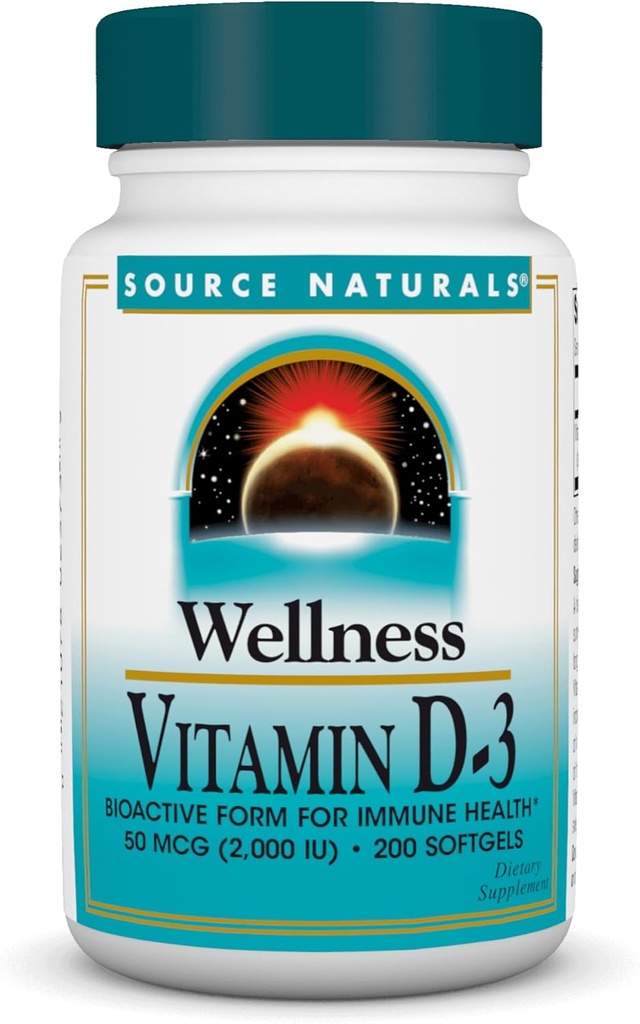 Source Naturals Wellness Vitamin D-3 2000 eu Bioactive Form for Immune Health* - 200 Softgels