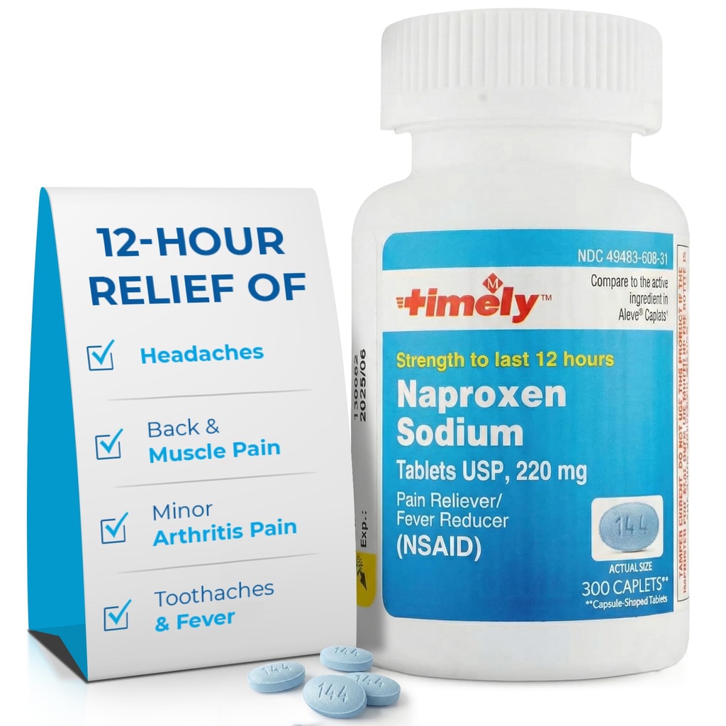 Εργαστήρια Time-Cap, INC. Timely Naproxen Νάτριο 220mg - NSAID Πόνος Αναπνευστικός για Πονοκέφαλο, Οδοντόκρεμα, Ανακούφιση Ανηλίκου Αρθρίτιδας, Οσφυαλγία, Πυρετός - Διαρκεί 12 Ώρες - 300 Μέτρα