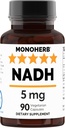 MONOHERB NADH 5 mg 90 Κάψουλες για χορτοφάγους - Μειωμένο συμπλήρωμα νικοτιναμίδης Adenine Dinucleotide