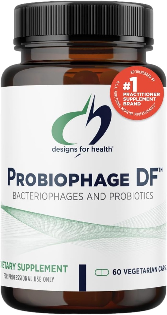 Designs for Health Probiophage DF - Bacteriophage Prebiotic + Probiotic Supplement - Probiotics for Digestion + Immune Support - Dairy Free Προ και Pro Biotics in Delayed Release Caps (60 Count)