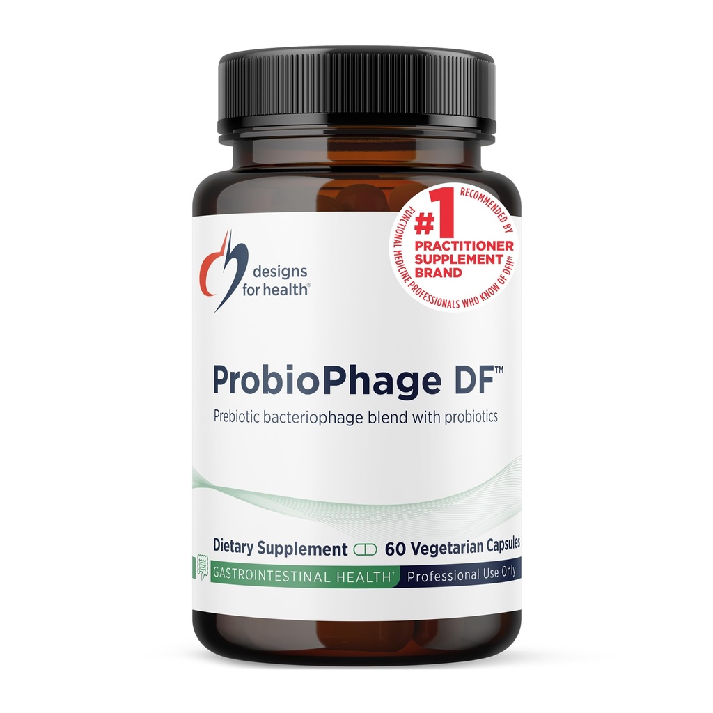 Designs for Health Probiophage DF - Bacteriophage Prebiotic + Probiotic Supplement - Probiotics for Digestion + Immune Support - Dairy Free Προ και Pro Biotics in Delayed Release Caps (60 Count)