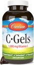 Carlson - C-Gels, 1000mg, Βιταμίνη C Softgels, Ανοσολογική Υποστήριξη & Υγεία της Καρδιάς, Βιταμίνη C Softgels, Αντιοξειδωτικό, Συμπλήρωμα βιταμίνης C, 250 Softgels