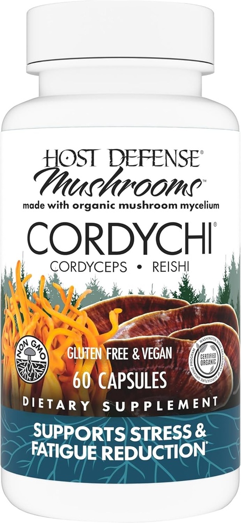 Κάψουλες CordyChi - Ενέργεια & Ανοσοποιητικό συμπλήρωμα υποστήριξης - Cordyceps & Reishi Mushroom συμπλήρωμα για χαλάρωση & αναπνευστική υποστήριξη - Βοηθήματα κατά της κούρασης - 60 κάψουλες (30 υπηρεσίες)*