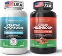 Συμπλήρωμα μανιταριών Reishi με Cordyceps + Creatine Monohydrate Κάψουλες για τον Μυικό Οικοδόμο