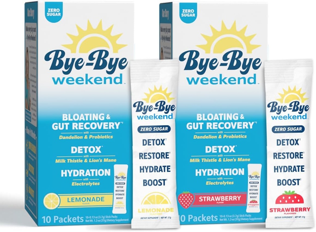 Detox Drink Mix w/Electrolytes - για Bloating, Recovery, Fatigue, Brain Fog - Probiotics, Lion’s Mane, Milk Thistle - Zero Sugar Variety Pack - 20 Pack