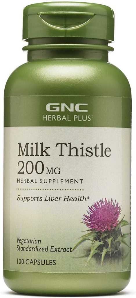 GNC Herbal Plus γάλα γαϊδουράγκαθο 200mg συμπλήρωμα, χορτοφάγοι, υποστηρίζει υγιή λειτουργία του ήπατος, 100 υπηρεσίες