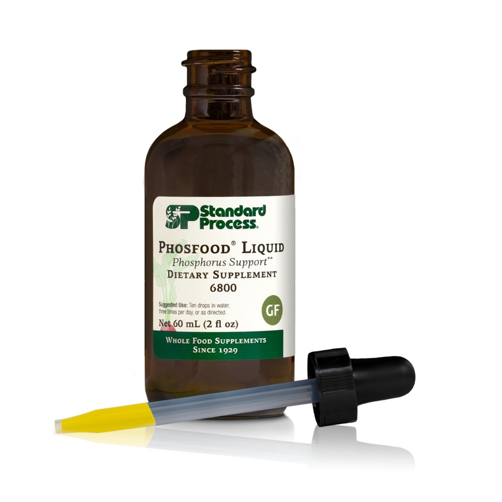 Standard Process Phosfood Liquid - Συμπλήρωμα Φωσφόρου για Διατροφική Ισορροπία - Χωρίς γλουτένη, Vegan & Non-Soy - 60 mL (2 fl oz)