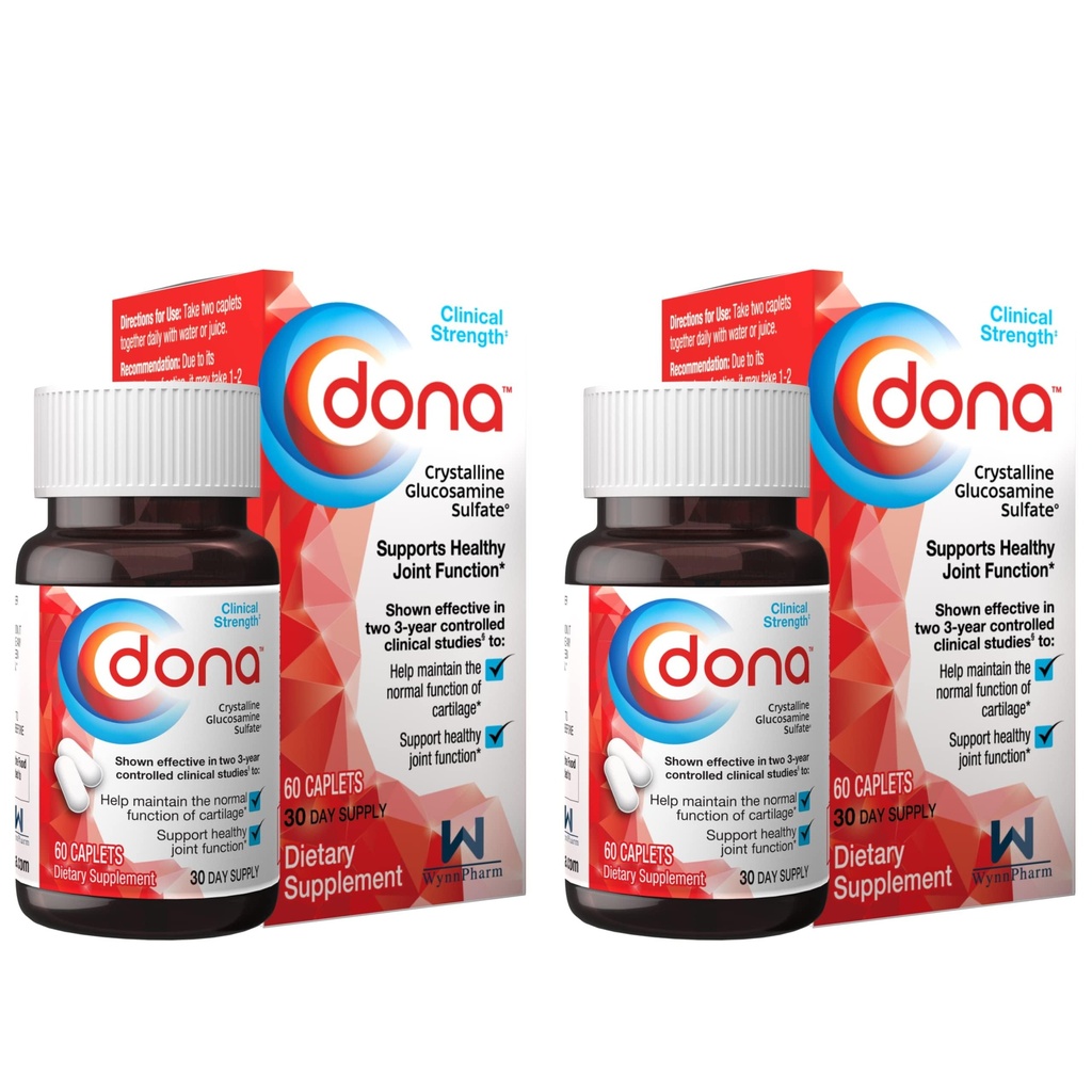 Dona κρυσταλλική γλυκοσαμίνη Sulfate, 750 Mg, Joint Supplement Pills for Knee Comfort & Joint Health Support, 750 Mg, 60 Count (2 Pack).