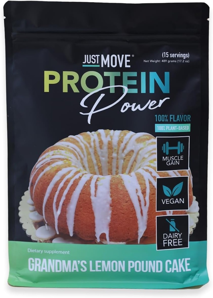 Απλά μετακινήστε Protien - Lemon Pound κέικ της γιαγιάς - Vegan (με βάση το Plant), Βιολογικά, Γαλακτοκομικά, Χωρίς σόγια, Χωρίς γλουτένη, Κέτο, Χωρίς φυστίκι, 20g πρωτεΐνη, χαμηλή υδατάνθρακες, μη ΓΤΟ (17.2 Oz)