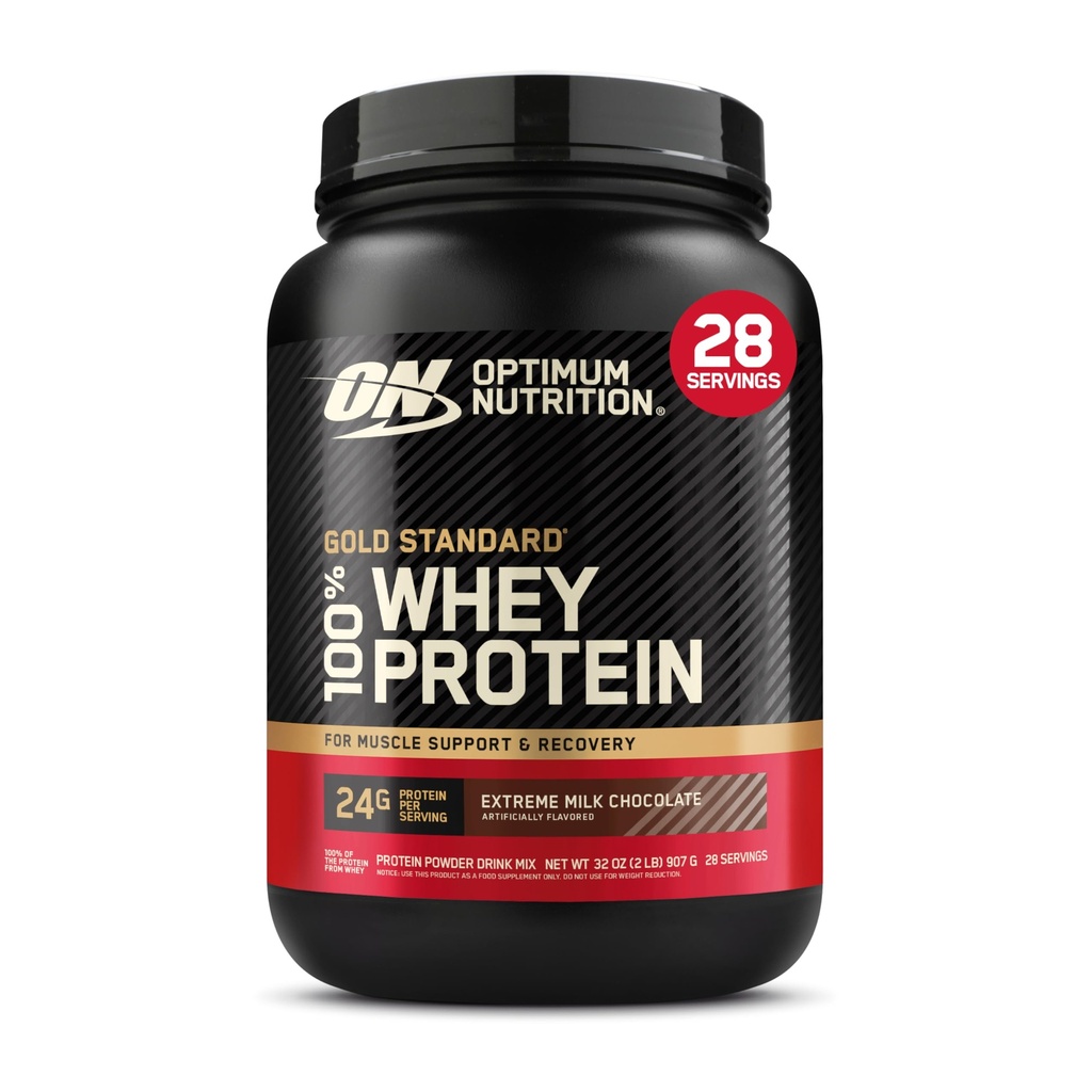 Optimum Nutrition Gold Πρότυπο 100% Whey Protein Powder, Extreme Milk Chocolate, 2 Λίρες (Pack of 1) (Packing May Vary)
