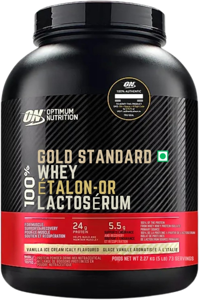 Optimum Nutrition Gold Standard 100% Whey Protein Vanilla Ice Cream, 80 Servings