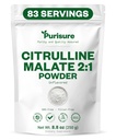 Purisure L-Citrulline Powder 250g, Premium Citrulline 2:1 Συμπλήρωμα μητρότητας για την απόδοση δύναμη και την ενέργεια, πριν από την προπόνηση Citrulline Malate Powder - Ενισχύστε τις μυϊκές αντλίες και την αποκατάσταση - 83 εξυπηρετήσεις
