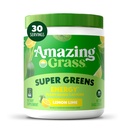 Amazing Grass Super Greens Powder Energy, Organic Greens Blend Smoothie Supplement, Plant Based Caffeine, Yerba Mate, Green Tea Leaf, Beet Root, Lemon Lime, 30 Servings, 7.4 Ounce (Packaging May Vary)