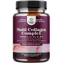 Advanced Multi Collagen Complex - Ageless Multi Collagen Peptides Supplements with Type 1 2 3 5 & X & Biotin for Hair, Skin and Nails Vitamins - Biotin Supplements for Women & Men - 90 Count