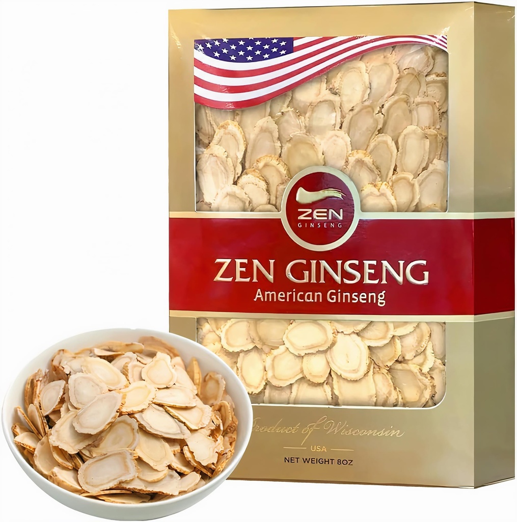 Zen American Wisconsin Ginseng Slices — Βελτιωμένη ενέργεια, απόδοση, & ψυχική υγεία για άνδρες και γυναίκες (8oz. Πλαίσιο)