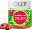 OLLY Μεταβολισμός Gummy δαχτυλίδια, μηλίτη μηλίτη, βιταμίνη Β12, Χρώμιο, Ενέργεια και Πεπτικό Υγεία, Chewable συμπλήρωμα, Apple Γεύση - 30 κόμης