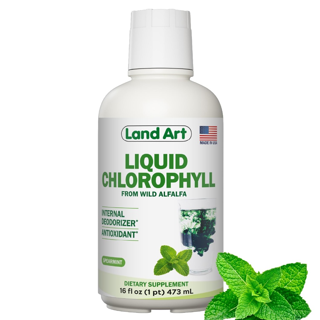 Τέχνη γης - Υγρό Chlorophyl Μέντα – Ψυχρή-Extracted από Wild Μη-GMO Alfalfa – Φυσικό Clorofila Liquida – Αντιοξειδωτικό - Συμπλήρωμα Detox – Ενίσχυση της ενέργειας – Αλκαλοποίηση & Οδοντόκρεμα – 16 floz