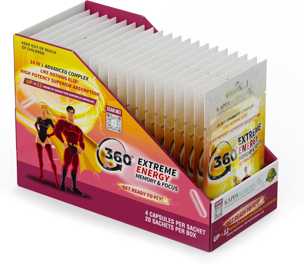 360 Extreme Energy, Memory & Focus (1 Εμφάνιση 20 φακελάκια (4 κάψουλες ea)