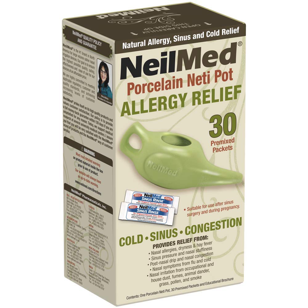 NeilMed Classic Porcelain Neti Pot Πράσινο με 30 προμιγμένα πακέτα