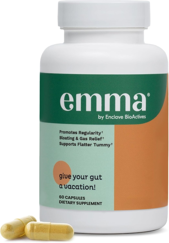 Emma Gut Health Doctors Supportd Supplement - 60 κάψουλες - Ανακούφιση από το αέριο και το αίμα, Επισκευές Λεπτό κόκκαλο με μαγνήσιο, βερβερίνη, βιταμίνη D, Quercetin & More - Gut Health & Colon Cleanse Formula