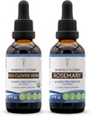Red Clover Herb USDA Organic and Rosemary Liquid Extract (2 pcs.) | Alcohol-Free Tinctures | Organic Red Clover Herb (Trifolium Pratense) and Rosemary (Rosmarinus Officinalis) Dried Leaf (2x2 fl oz)