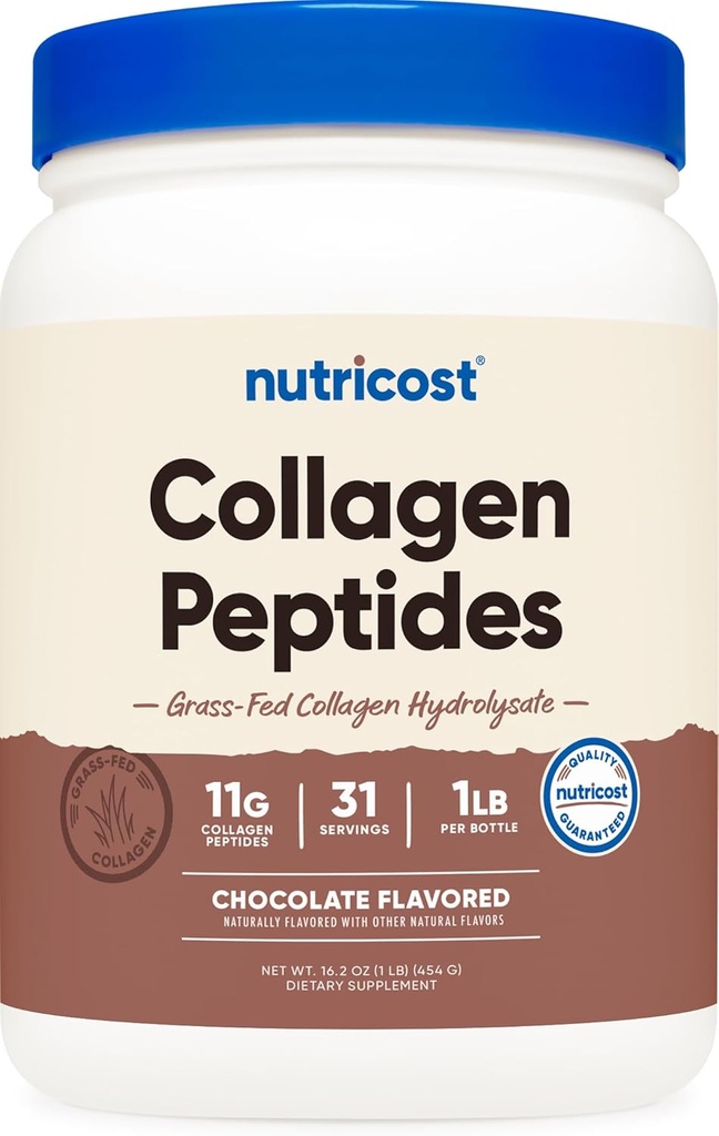Nutricost Collagen Peptides Peptides Powder 1LB (454 G) (Χοκολάτη) - Grass Fed Bovine Collagen Hydrolysate