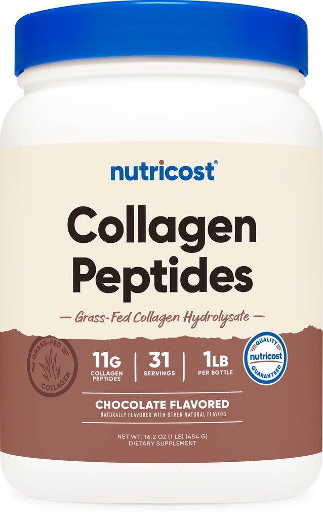 Nutricost Collagen Peptides Powder 1LB (454 G) (Chocolate) - Grass Fed Bovine Collagen Hydrolysate