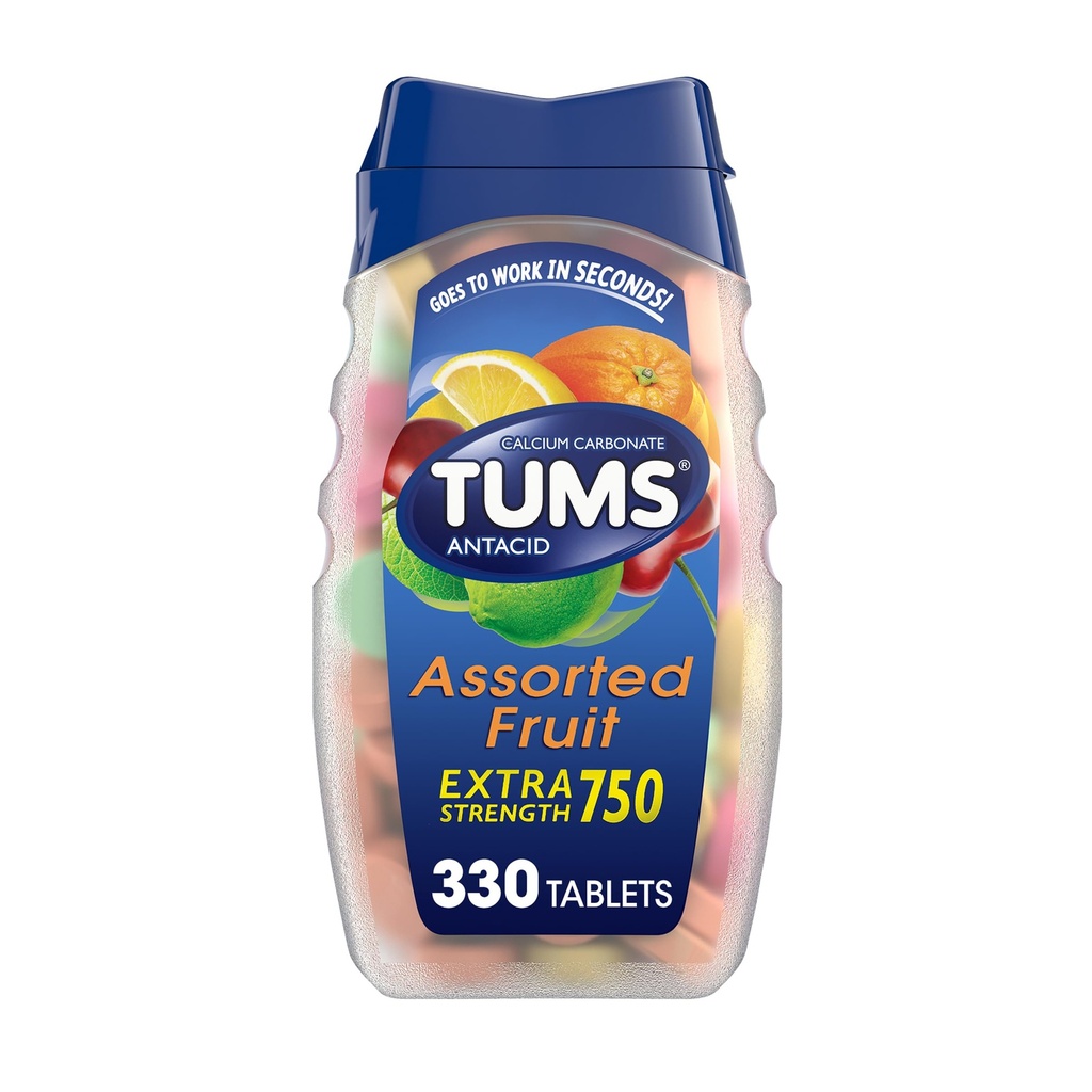 TUMS Chewable Antacid Tablets for Extra Strength Heartburn Relief, Assorted Fruit Flavors - 330 Count