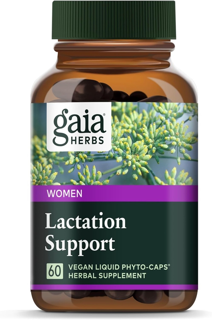 Gaia Herbs Lactation Support - Supports Healthy Production of Breast Milk in Nursing Mothers* - with Fenugreek Seed, Fennel Seed, and Raspberry Leaf - 60 Vegan Liquid Phyto-Capsules (20-Day Supply)
