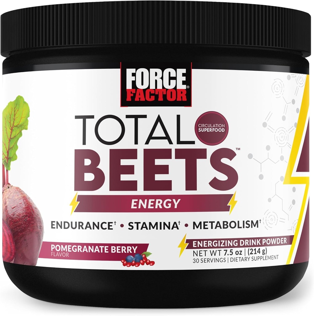 Power Factor Total Beets Energy Drink Mix, Superfood Beet Root Powder με νιτρώδη για την ενίσχυση της ενέργειας και την υποστήριξη της κυκλοφορίας, τη ροή του αίματος, το νιτρικό οξείδιο και Stamina, συμπλήρωμα υγείας καρδιάς, 30 υπηρεσίες