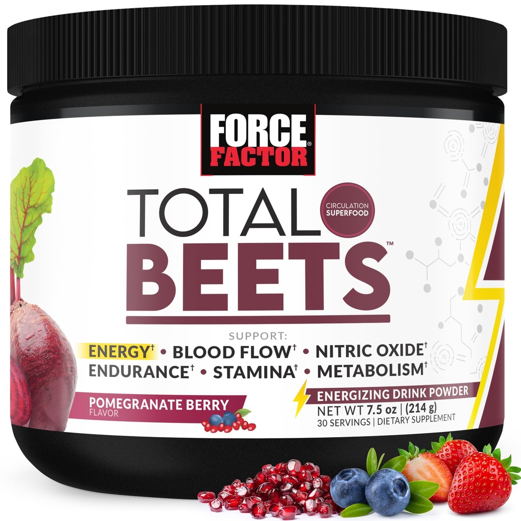 Power Factor Total Beets Energy Drink Mix, Superfood Beet Root Powder με νιτρώδη για την ενίσχυση της ενέργειας και την υποστήριξη της κυκλοφορίας, τη ροή του αίματος, το νιτρικό οξείδιο και Stamina, συμπλήρωμα υγείας καρδιάς, 30 υπηρεσίες