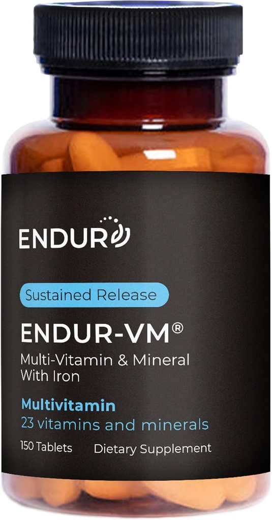 Endur-VM Multivitamin & Mineral (με σίδηρο), Καθημερινή Πολυβιταμίνη με Ζωτικά Ορυκτά, Βιταμίνη Β, Βιταμίνη D & Φολικό Οξύ, Χωρίς Γλουτένη, 150 δισκία