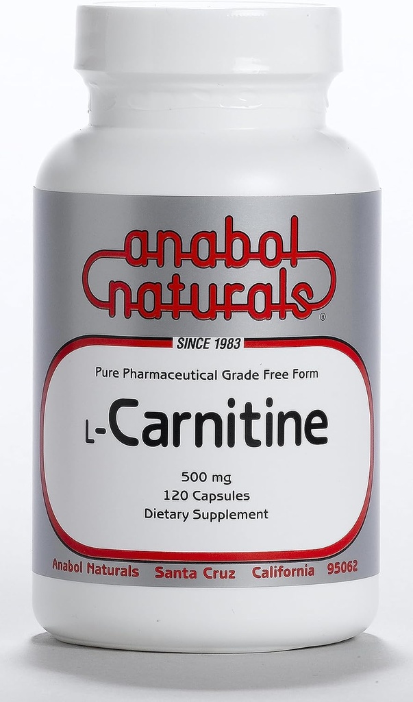 Anabol Naturals L-Καρνιτίνη 120 Κάψουλες- 500mg καθαρή L-Καρνιτίνη Ανά Καψάκιο, 120 Σερβιέτες