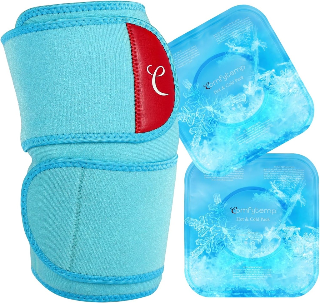 Comfytemp Μεγάλο Πακέτο πάγου γόνατος Τύλιγμα με 2 Gel μαλακό κρύο πακέτο, επαναχρησιμοποιήσιμη Συμπίεση γόνατο Brace για το Δάκρυο Meniscus, Joint Pain Relief, Αρθρίτιδα, ACL, Μετά τη χειρουργική επέμβαση Get Well Gifts, Άνδρες γυναίκες τρέξιμο εργαλείο