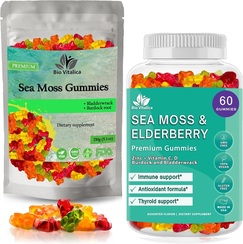 BIO VITALICA Sea Moss Elderberry & Ιρλανδική Θάλασσα Moss Gummies (Bundle)