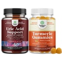 Natures Craft Bundle of Vegan Uric Acid Cleanse and Detox for Men and Women's Joints Kinneys and More and Turmeric Gummies for Adults Peach Flavor - Επιπλέον δύναμη κοινή υποστήριξη Gummies