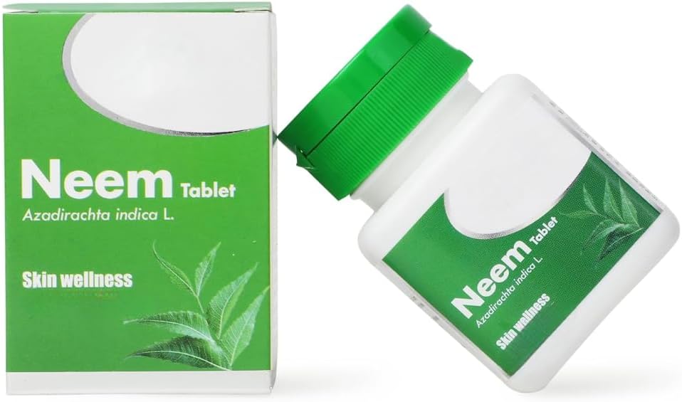 Neem Ayurvedic Δισκία, Φυσικός Καθαριστής, Ευεξία του δέρματος, Έλεγχοι Ακμή και σπυράκια, 100% Καθαρό & Φυσικό - 60 Tablet