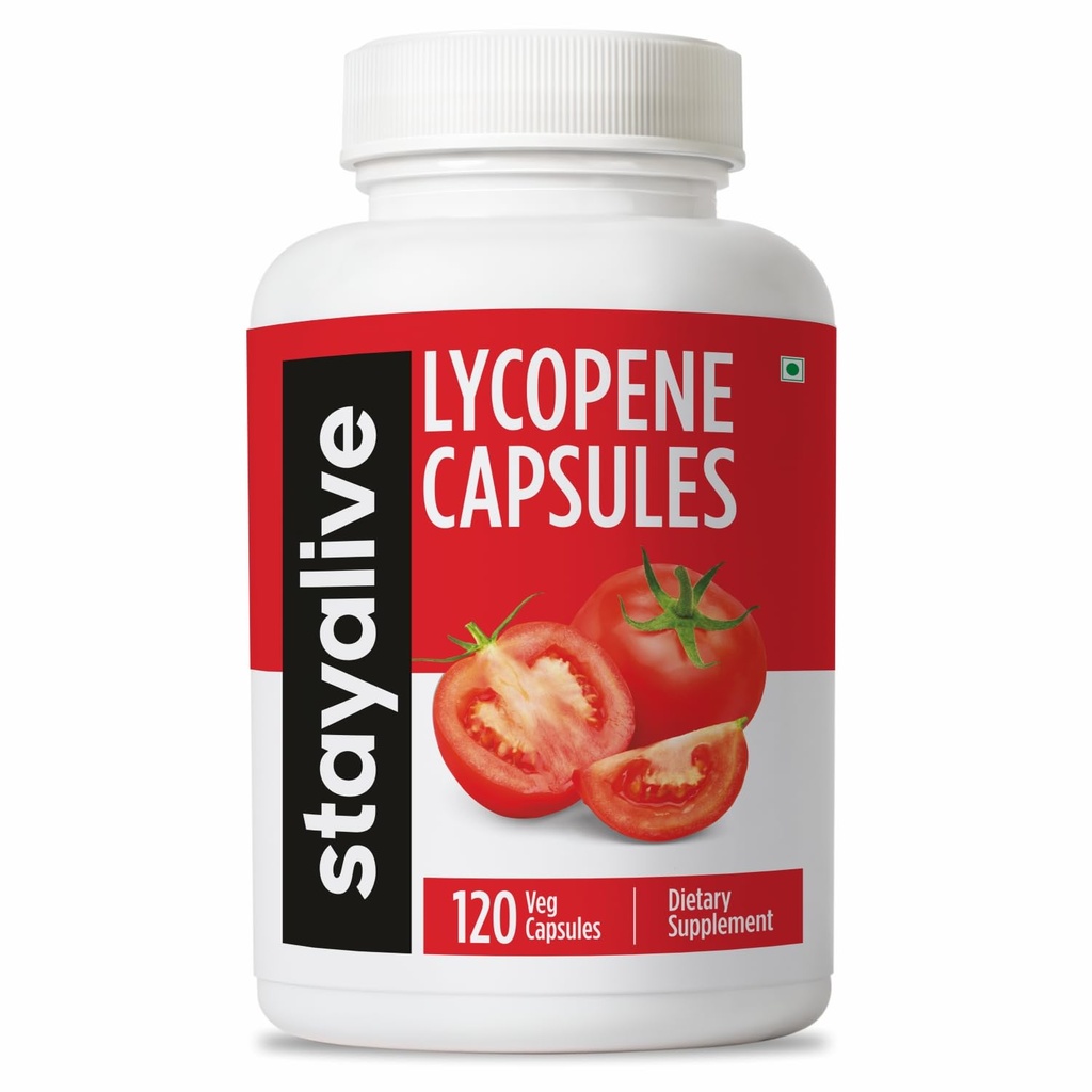 STAY ALIVE Lycopene συμπλήρωμα για άνδρες 60mg, φυσικό εκχύλισμα ντομάτας σκόνη, 120 κάψουλες με 4 μήνες προσφοράς, 100% Veg Lycopene Complex, μη ΓΤΟ και χωρίς γλουτένη συμπλήρωμα καροτενοειδών