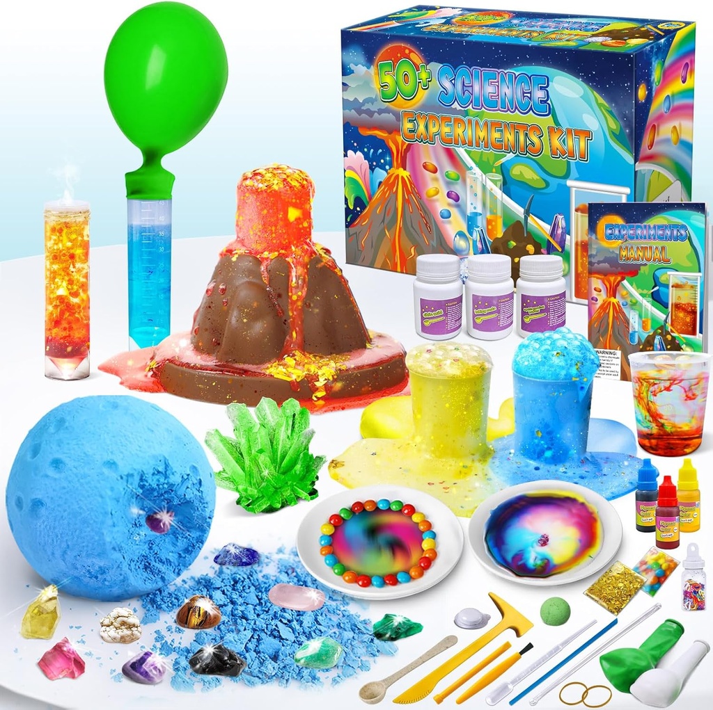 UNGLINGA 50+ Science Lab Experiments Kit for Kids, STEM Δραστηριότητες Εκπαιδευτικός Επιστήμονας Παιχνίδια Δώρα για αγόρια Κορίτσια Chemistry Set, Gemstone, Volcano Eruption