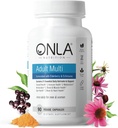 ONLA Elderberry Συμπληρώματα για γυναίκες 80mg - Vegan Multivitamins για την ανοσοποιητική υποστήριξη με Echinacea & Elderberry - Μη ΓΤΟ, Χωρίς γλουτένη Καθημερινές κάψουλες- 3 Μήνες προσφοράς (Λήξη Μαΐου 2025)
