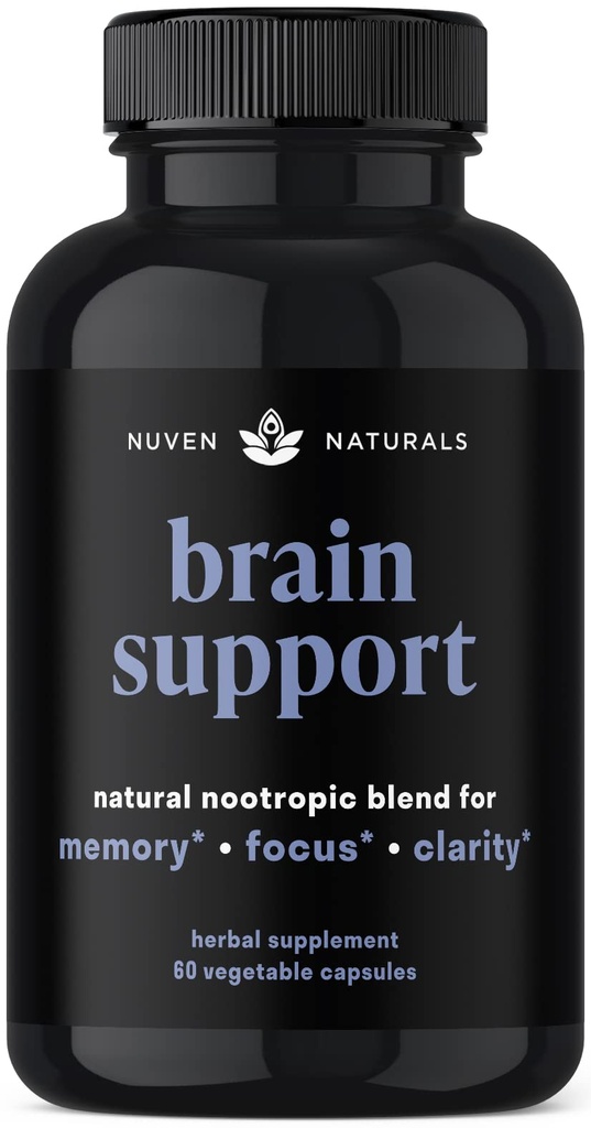 Brain Support Supplement - Natural Memory and Focus Supplement with Lion’s Mane, Ginkgo Biloba, Bacopa Monnieri & Ashwagandha Root - Natural Nootropics & Brain Booster | 60 Capsules