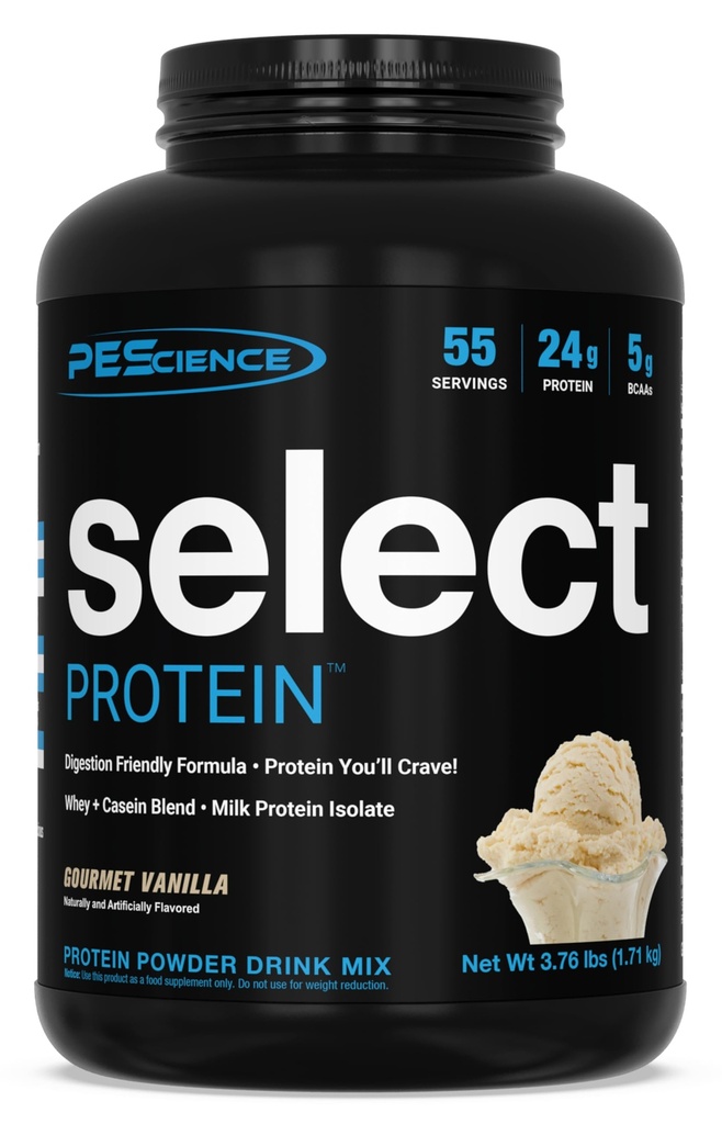 PEScience Select Protein Powder, Whey and Casein Blend, Clean Protein Powder for Women and Men, Low Calorie, Low Carb, Keto Friendly, Gluten Free - Gourmet Vanilla - 55 Σερβιρίσματα