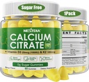 Citrate Gummies ασβέστιο 1200mg με βιταμίνη D3 K2, Μασώμενα συμπληρώματα ασβεστίου για γυναίκες και άνδρες, Υποστήριξη υψηλής ισχύος B0ne, Te*th, Δύναμη & Ανοσοποιητική Υγεία, Mango Γεύση, Μη ΓΤΟ, Χωρίς ζάχαρη, 60 Cts