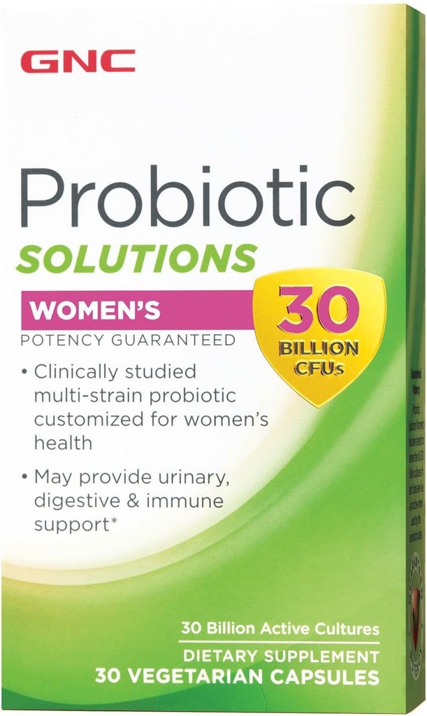 GNC Probiotic Solutions Γυναίκες με 30 δισεκατομμύρια CFUs, Κλινικά Σπουδές Multi-Strain για τις γυναίκες, Υποστηρίζει Πειθαρχική και Ανοσολογική Υγεία, Χορτοφαγική, 30 Κάψουλες