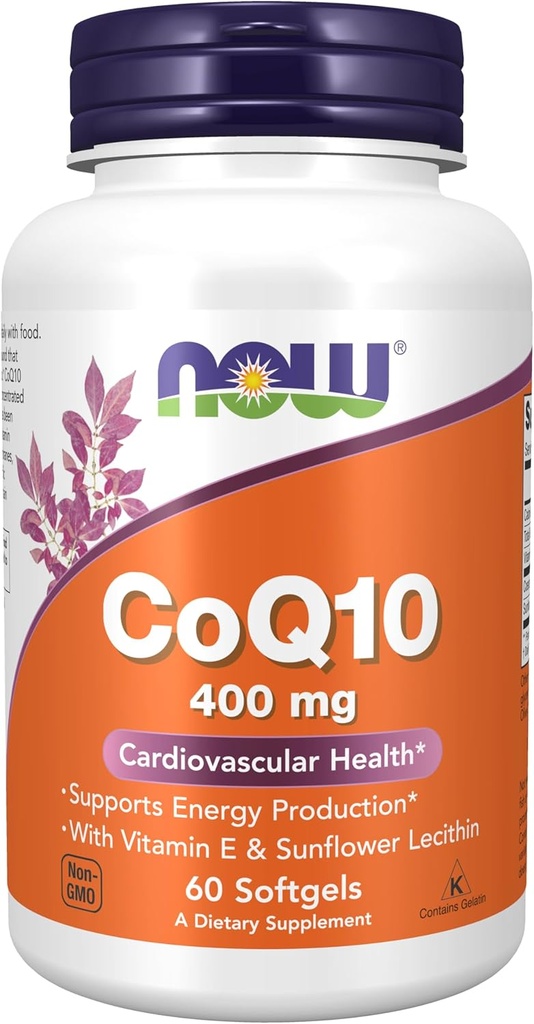 NOW Foods Supplements, CoQ10 400 mg, Pharmaceutical Grade, All-Trans Form που παράγεται με ζύμωση, 60 Softgels