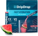 DripDrop Hydration Packets - Watermelon - Single Serve Electrolytes Powder Drink Mix - Non-GMO, Gluten Free, Vegan - 32 Sticks