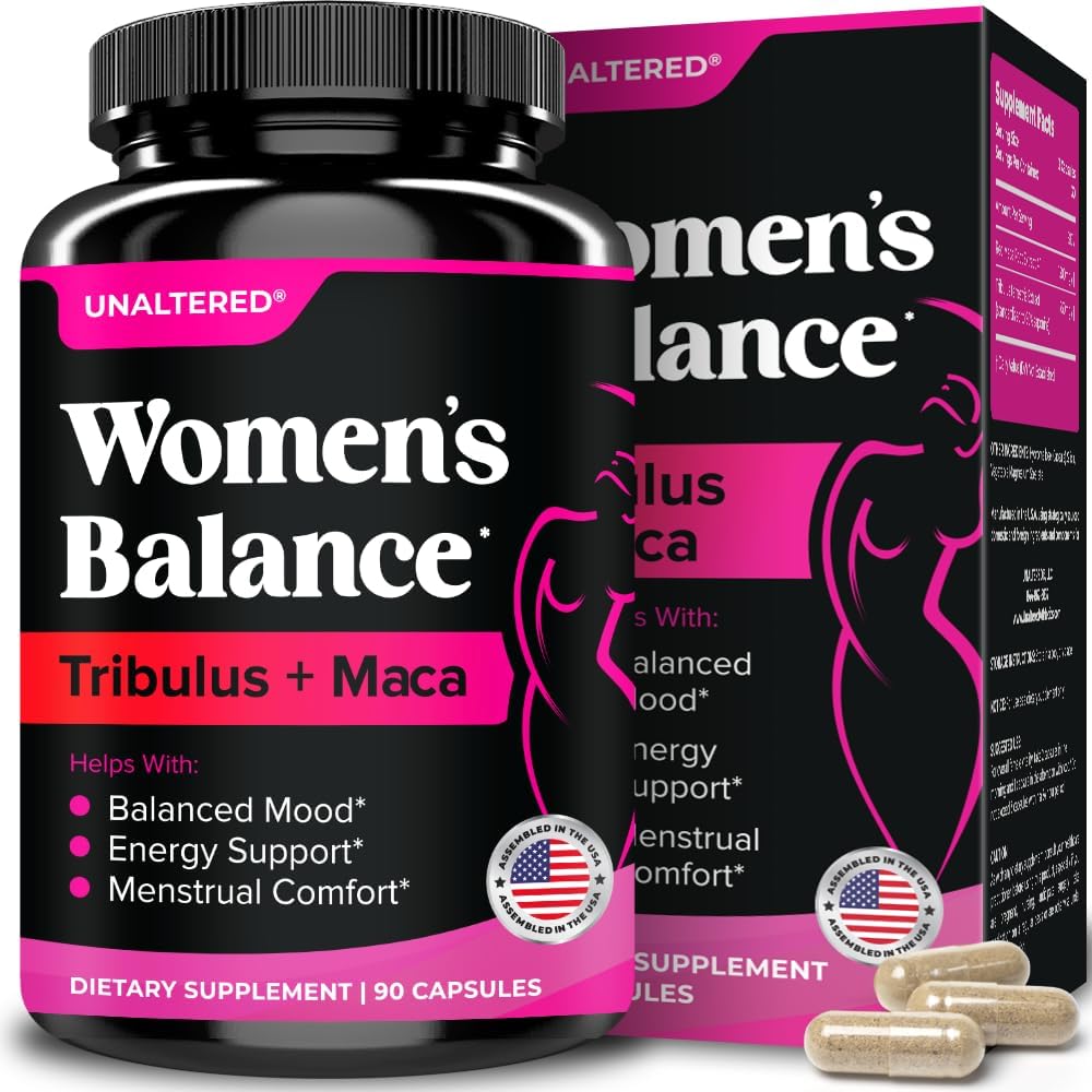 UNALTERED Hormone Balance & Mood Support for Women - Φυσικά υποστηρίζει την ορμονική ισορροπία & ενέργεια με Tribulus Terrestris & Red Maca Root Extract - Συμπλήρωμα διατροφής - 90 κάψουλες Vegan