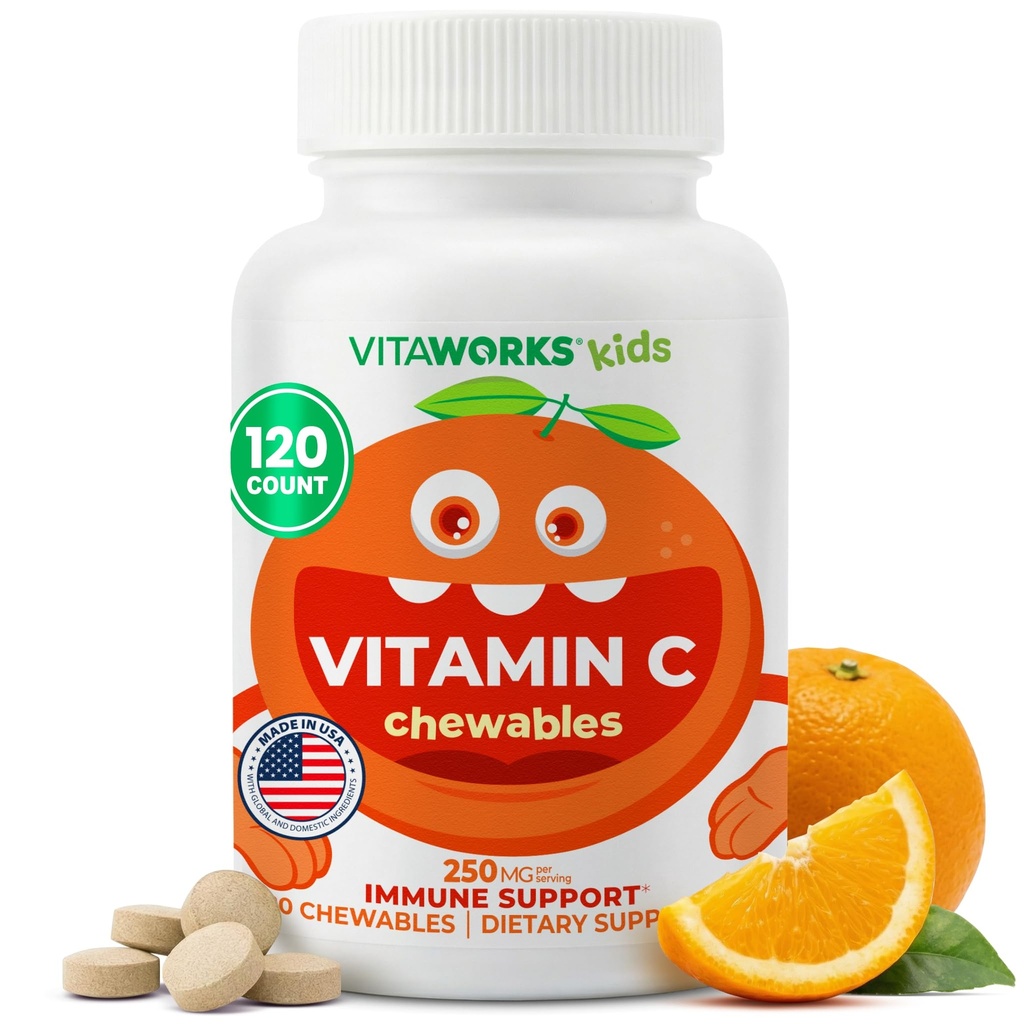 Παιδιά Βιταμίνη C Μασώμενα Δισκία 250mg - Vegan, GMO-free, Gluten Free, Nut Free Βιταμίνες - Συμπλήρωμα διατροφής για την υποστήριξη του ανοσοποιητικού - για παιδιά - 120 Μασώμενα